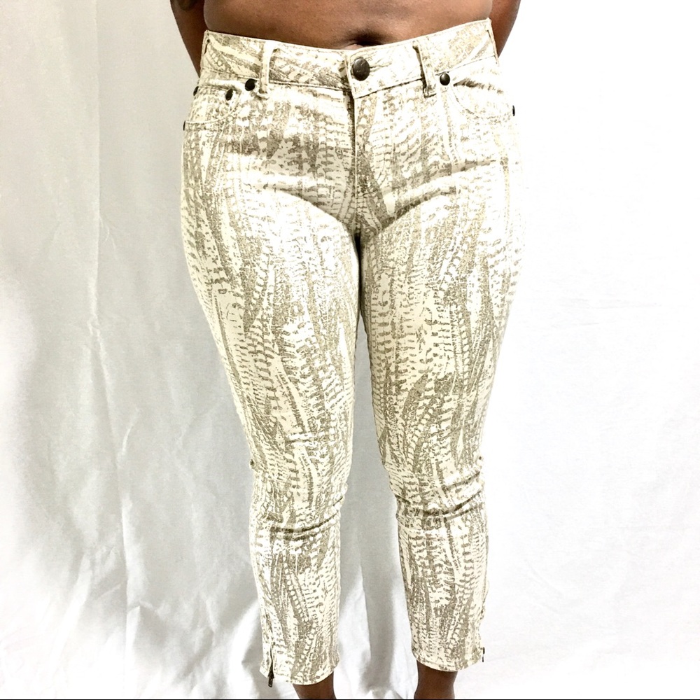 Free People Printed Cropped Jeans